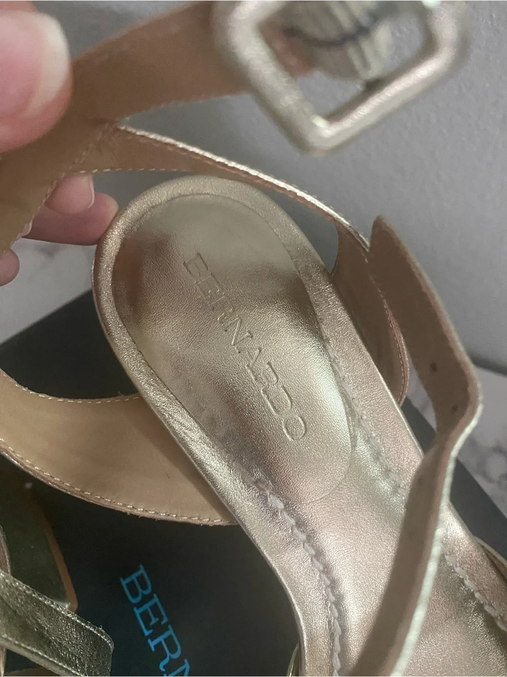 Bernardo Metallic Gold Strappy Block-Heel Sandals